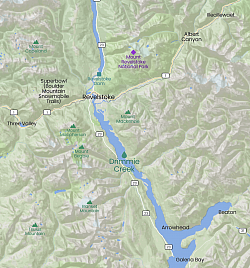 Map showing Drimmie Creek, named in honiour of Gordon Drimmie